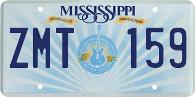 MS license plate ZMT159