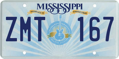 MS license plate ZMT167