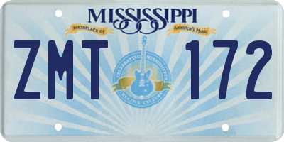 MS license plate ZMT172
