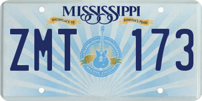 MS license plate ZMT173