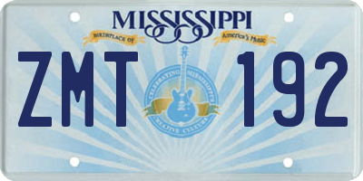 MS license plate ZMT192