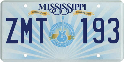 MS license plate ZMT193