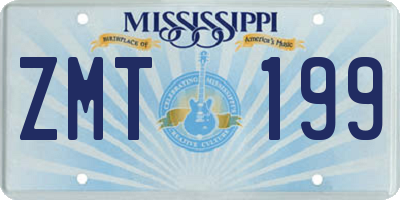 MS license plate ZMT199