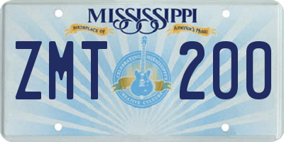 MS license plate ZMT200