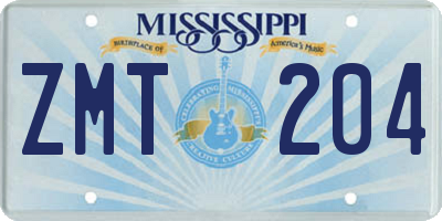 MS license plate ZMT204
