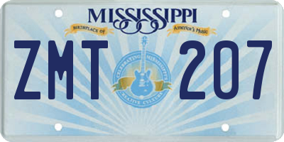 MS license plate ZMT207