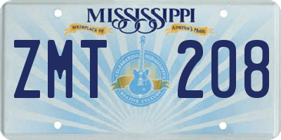 MS license plate ZMT208