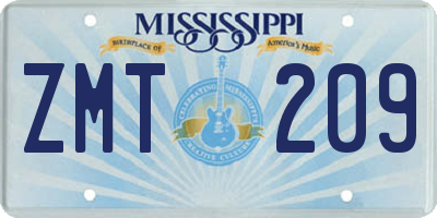MS license plate ZMT209