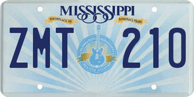 MS license plate ZMT210