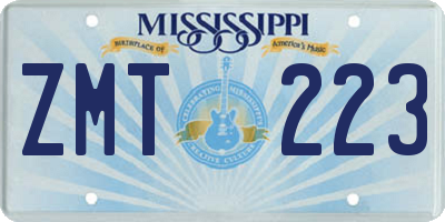 MS license plate ZMT223
