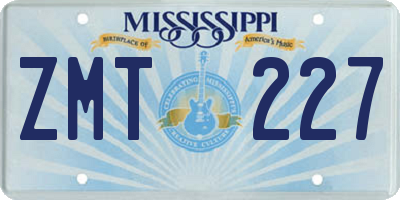MS license plate ZMT227