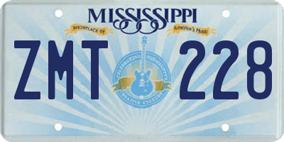 MS license plate ZMT228
