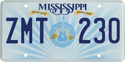 MS license plate ZMT230