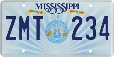 MS license plate ZMT234