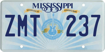 MS license plate ZMT237