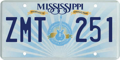 MS license plate ZMT251
