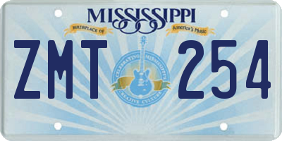 MS license plate ZMT254