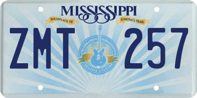 MS license plate ZMT257