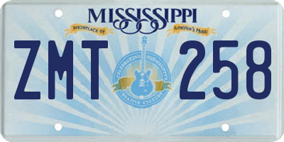 MS license plate ZMT258