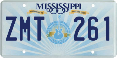 MS license plate ZMT261