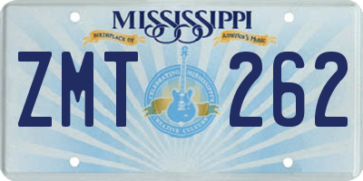 MS license plate ZMT262
