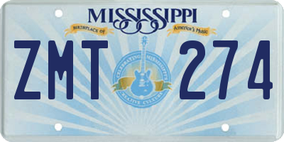 MS license plate ZMT274