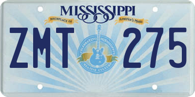 MS license plate ZMT275