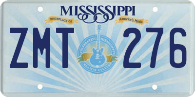 MS license plate ZMT276