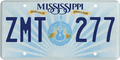 MS license plate ZMT277