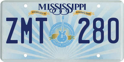 MS license plate ZMT280