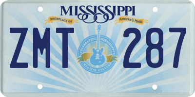 MS license plate ZMT287