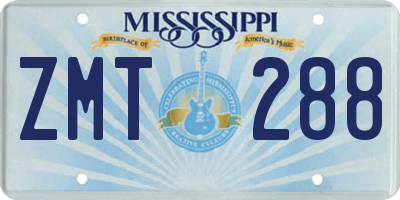 MS license plate ZMT288