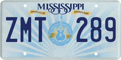 MS license plate ZMT289