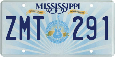 MS license plate ZMT291