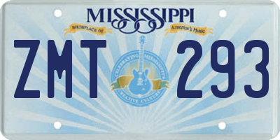 MS license plate ZMT293