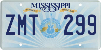 MS license plate ZMT299