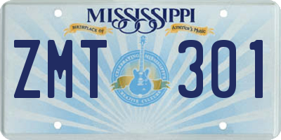MS license plate ZMT301