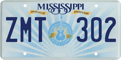 MS license plate ZMT302