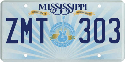 MS license plate ZMT303