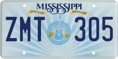 MS license plate ZMT305