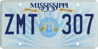 MS license plate ZMT307