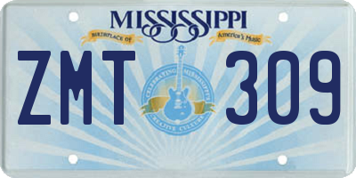 MS license plate ZMT309