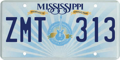 MS license plate ZMT313