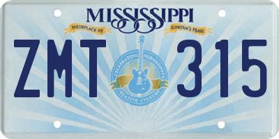 MS license plate ZMT315