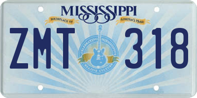 MS license plate ZMT318