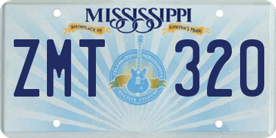 MS license plate ZMT320