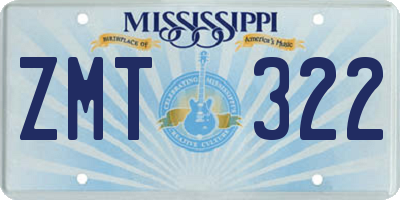 MS license plate ZMT322