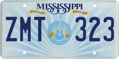 MS license plate ZMT323