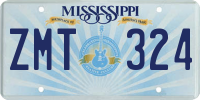 MS license plate ZMT324