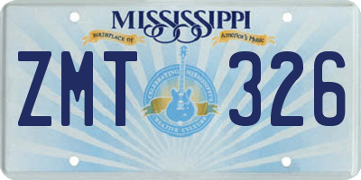 MS license plate ZMT326